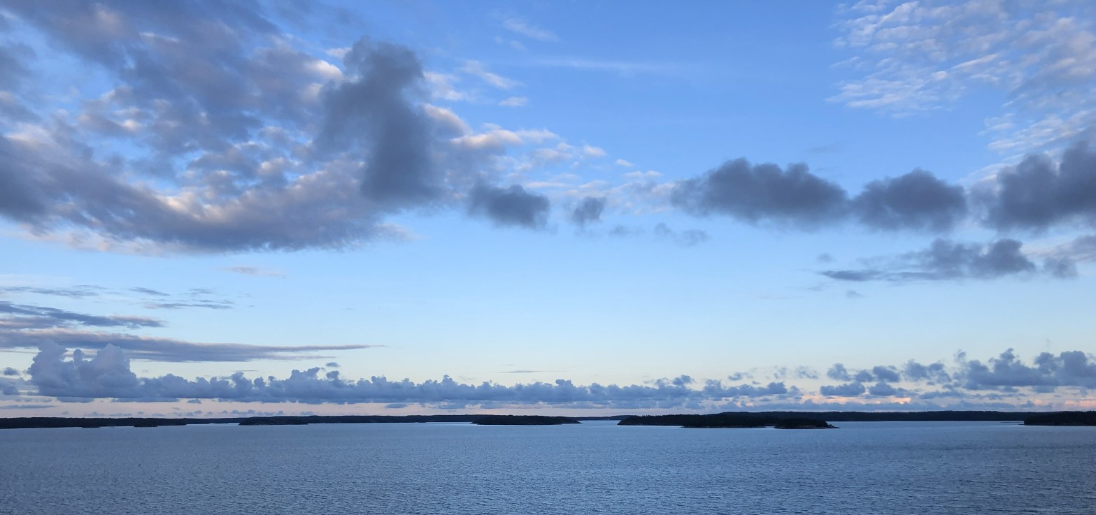 Finnish archipelago viewed from the ferry from Turku-Åbo to Stockholm, taken in summer, July 2024